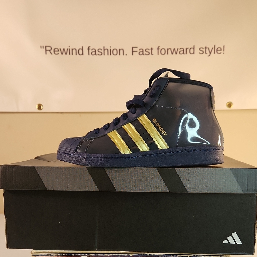 Adidas Blue and Gold High-Top Sneakers